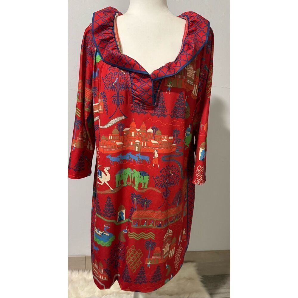 Gretchen Scott Ruffle neck red dress Goddess 16